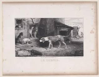 1829年の狩猟シーンシリーズの犬小屋。