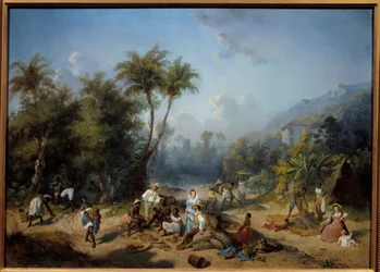 西インド諸島のカカオ農園 アレクサンドル・バランス（1822-1893）の絵画 19世紀 日。0.5x0.7 m ラ・ロシェル、ヌーヴォー・モンド美術館 - 西インド諸島のカカオ農園。アレクサンドル・バランス (1822-1893)の絵画