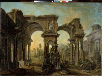 建築ビュー。 Alexei Ivanovich Belsky (1730-1796) による絵画。 キャンバスに油彩