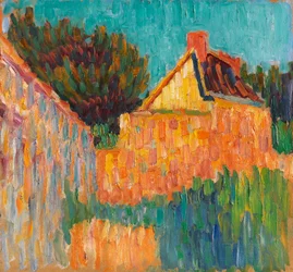 茂みの前の小さな家フランスの風景、1906年。