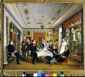 ティーテーブル ヴォロスコフ・アレクセイ・ヤーコヴレヴィッチ（1822～1882）の絵画