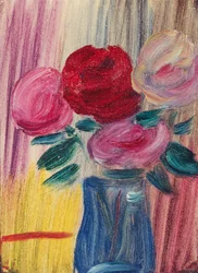 青い花瓶の花。青い花瓶の花1936