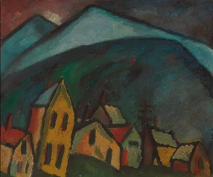 家のある山の風景。家のある山の風景、1912