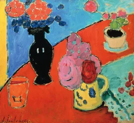 アレクセイ・ジャウォレンスキー（1864-1941）の「花瓶と水差しのある静物」。