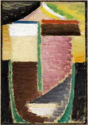 抽象的な顔 (抽象的な頭)。 Alexei von Javlensky (Alexi von Jawlensky, Alexej von Javlenski) (1864-1941) の作品、ボール紙に油彩