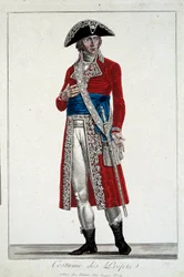 赤い衣装のプレフェット アレクシス・シャタイニエ（1772-1817）によるエングレーヴィング