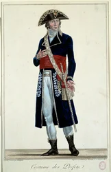 青いスーツを着たプレフェット。アレクシス・シャタイニエ（1772-1817）によるエングレーヴィング