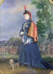 オルタンス・シュナイダー（1833-1920年）、ジャック・オッフェンバック（1819-90）の『ジェロルスタン女大公殿下』における大公妃役、1874年