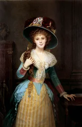 大きな帽子をかぶった女性の肖像」 アレクシス・ジョセフ・ペリニョン（1806-1882）作 19世紀 ディジョン、ボザール美術館蔵