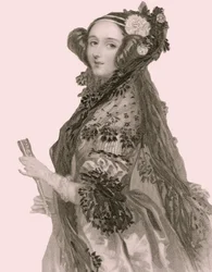 ラブレス伯爵夫人オーガスタ・エイダ・キング（1815 - 1852）の肖像（エングレーヴィング）。
