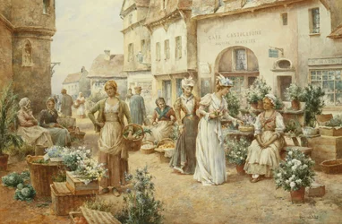 フラワーマーケット、フランス、1900