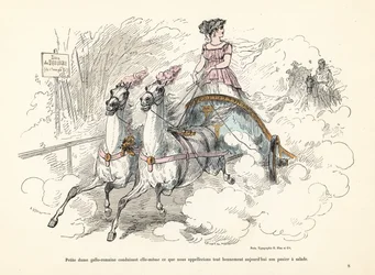 ボワ・ドで二頭立て馬車に乗ったガロ・ローマの女性