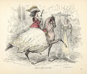 フランス国王ルイ13世時代の女性用狩猟服