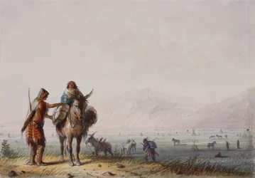 Shoshone Root Diggers、1837年頃（紙にペンとインク、水彩）