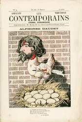 Les Contemporains "の第9号『Satirique en Colours』の表紙。アルフォンス・ドーデ - 叙情詩 - Houle, Daudet Alphonse - イラスト：Alfred Le Pepetit (1841-1909)