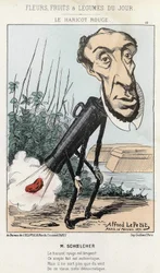Le Bean rouge：Victor Schoelcherによる風刺画で、ピーターの列車の中に豆（おなら）が描かれている-1871年2月16日、Alfred Le Petitéによる「Fleurs, Fruits et Vegetables du Jour」に掲載された。