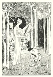 ルシアンの『真実の歴史』：ユリシーズからの手紙をカリプソに渡すルシアン（彫版画）