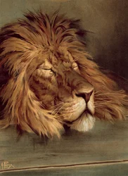 眠っているイギリスのライオン（chromolitho）