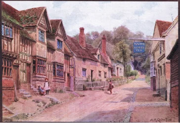 かつて機織り職人が住んでいた家（サフォーク州カージー）、デント＆サンズ社発行の「The Cottages and the Village Life of Rural England」より