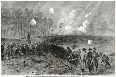 ポトマックの軍隊-バージニア州スポッツシルバニアの近くの、突進のための闘争。 1864年5月12日、Harpers Weekly、パブから。 1864