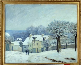 La place du kennel a Marly, Effect of Snow Painting by Alfred Sisley (1839-1899) 1876 Dim.0.5x0.61 m ルーアン、ボザール美術館（Musee des Beaux Arts