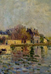 ロイング詳細運河。アルフレッド・シスレー（1839-1899）による絵画 1884年 日。0,38x0,55 m パリ、オルセー美術館