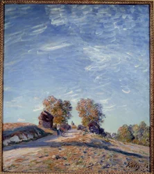 太陽に向かって上昇する道。アルフレッド・シスレー（1839-1899）の絵画