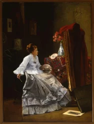 A.Stevens、彼女のイーゼル-絵画の女性に帰属
