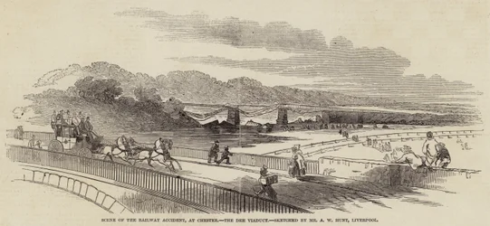 ディー高架橋チェスターでの鉄道事故の様子