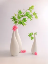緑の葉、ピンクの花