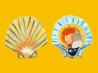 黄金のホタテ貝殻