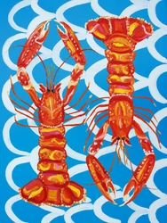 遊び心あふれる海のロブスターたち