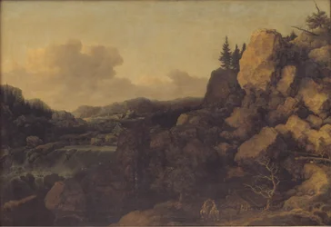 前景に数人の騎手がいる山の風景