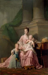 シャーロット王妃（1744-1818）、二人の長男とともに