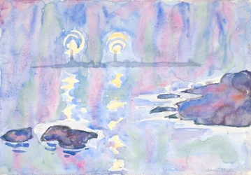 水彩 No. 73、ブルーとラベンダー、1928年。