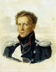 Sergey Lanskoy（1789-1832）、近衛騎士団の将校。 Alois Gustav Rockstuhl (1798-1877) の作品、紙に水彩