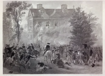 1777年のチューハウスでのジャーマンタウンの戦い、ロバートヒンシェルウッド（1812-c.75）c.1860の彫刻