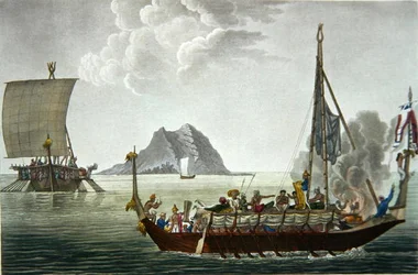 ピサン島から見たゲベ島のコロコレスの眺め（「Voyage Autour du Monde sur les Corvettes de L