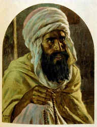 アラブの生活風景「蜃気楼」よりディネによるイラスト。1906.Mirages, Scenes De La Vie Arab』はエティエンヌ・ディネの挿絵、シルマン・ベン・イブラヒム・バマーの解説。ナスレディーヌ・ディネはアルフォンス＝エティエンヌ・ディネ（1861-1929）として生まれた。