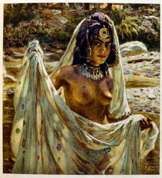 アラブの生活風景「蜃気楼」よりディネによるイラスト。1906.Mirages, Scenes De La Vie Arab』はエティエンヌ・ディネの挿絵、シルマン・ベン・イブラヒム・バマーの解説。ナスレディーヌ・ディネはアルフォンス＝エティエンヌ・ディネ（1861-1929）として生まれた。