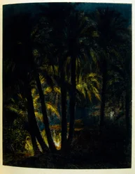 アラブの生活風景「蜃気楼」よりディネによるイラスト。1906.Mirages, Scenes De La Vie Arab』はエティエンヌ・ディネの挿絵、シルマン・ベン・イブラヒム・バマーの解説。ナスレディーヌ・ディネはアルフォンス＝エティエンヌ・ディネ（1861-1929）として生まれた。
