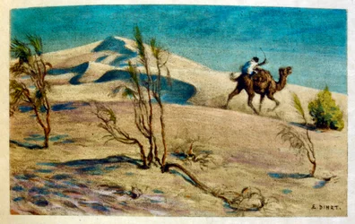 「Mirages」Scenes of Arab life の Dinet によるイラスト。 1906年。ミラージュ、シーン・デ・ラ・ヴィ・アラブは、エティエンヌ・ディネットによってイラストが描かれ、シルマン・ベン・イブラヒム・バーマーによる解説が付けられました。 Nasreddine Dinet は、Alphonse-Étienne Dinet として生まれました。 (1861-1929) はフランスの東洋人でした