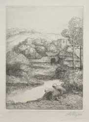 The Washerwomen Le Lavoir、Dite Les Laveusesと呼ばれる洗濯場。