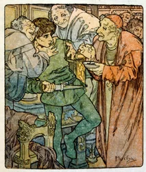 フランスの作家アナトール・フランスの作品「クリオ」からアルフォンス・ミュシャが描いたイラスト。1900.ミュシャ（1860年 1939年）。チェコのアール・ヌーヴォーの画家である