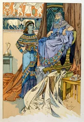 ポール・ヴェローラの三幕の詩「ラーマ」より、アルフォンス・ミュシャによる挿絵。 1898年頃。 ミュシャ (1860 1939)。 チェコのアールヌーボーの画家でした