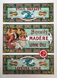 ルフェーヴル・ユティーレのクッキーのパッケージ、1890-1910年頃（イラスト）