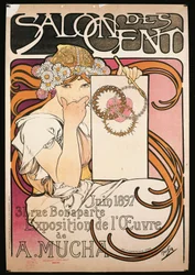 サロン・デ・セントでのA.ミュシャ展の宣伝ポスター