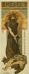 ルネッサンス劇場のメディーとしてのサラ・ベルナール。 1898年（リトグラフ）