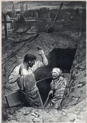 復活は、死と同じくらい恐ろしいものです。FaucheleventとJean Valjean - Alphonse de Neuville (1836-1885)によるVictor Hugo (1802-1885)の「Les miserables - Second part:ヴィクトル・ユーゴー（1802-1885）の「コゼット」1862年の挿絵