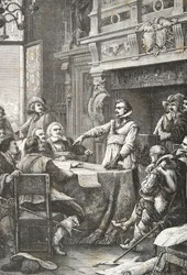 1628年の包囲戦でラ・ロシェルの防衛を誓うジャン・ギトン（エングレーヴィング）